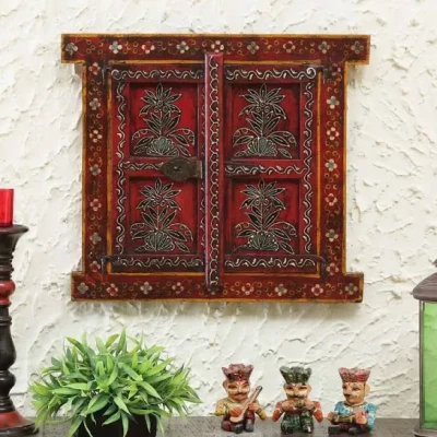 Wooden Jharokha in Brown Finish
