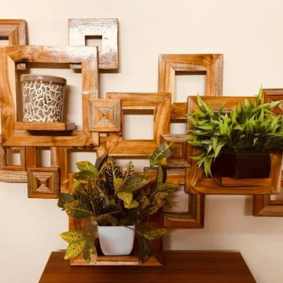 Teakwood Grid Wall Art