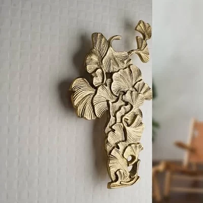 Folkstorys Handmade Metal Designer Golden Lilac Wardrobe Door Handle