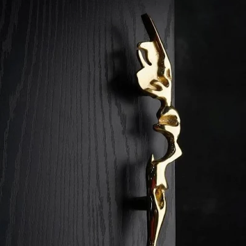 Handmade Brass Designer Bark Wardrobe Door Handle